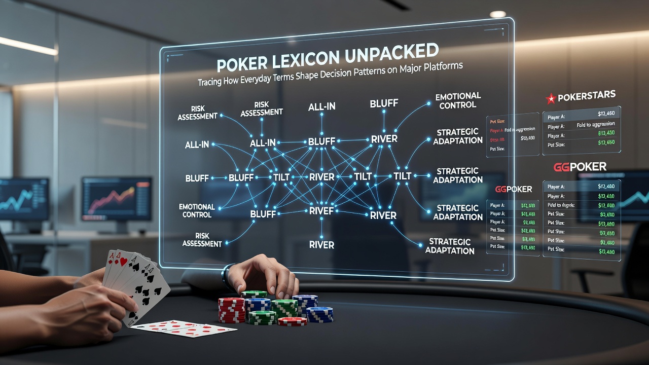 Detailed view of poker software highlighting decision patterns and terminology overlays